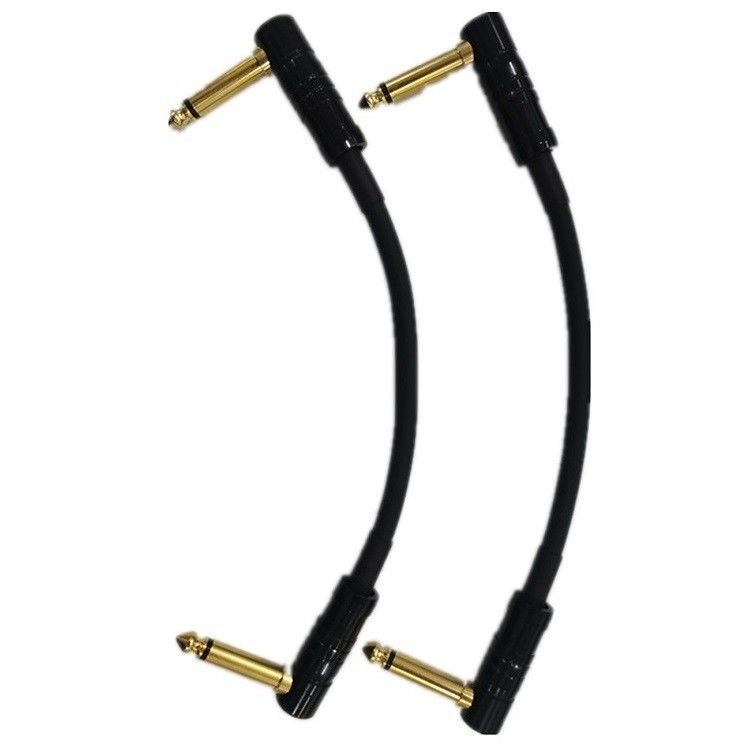 Small Guitar Patch Cables 2 Pcs Pack 6.35mm Angled Plug Guitar Pedal Instrument Cable