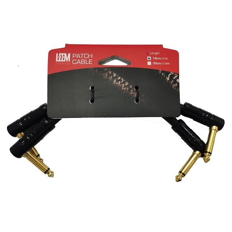 Small Guitar Patch Cables 2 Pcs Pack 6.35mm Angled Plug Guitar Pedal Instrument Cable